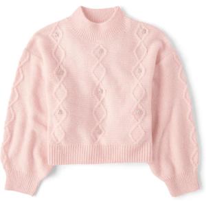 The Children’s Place Girls Long Sleeve Pullover Cable Knit Sweater(Fading Rose Pearl)