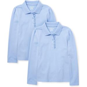 The Children’s Place Girls Multipack Long Sleeve Ruffle Pique Polos(Daybreak 2-pack)