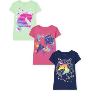 The Children’s Place Girls Unicorns,Butterfly Short Sleeve Graphic T-Shirts,3 Pack(Unicorns/Stars/Flowers)