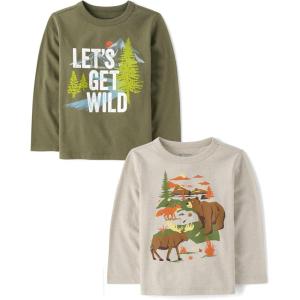 The Children’s Place Unisex-Baby and Toddler All Holidays,Birthdays Long Sleeve Graphic T-Shirts,2 Pack(Fall Forest/Wild Calling)
