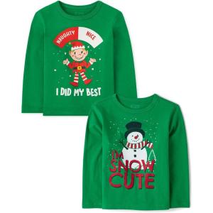 The Children’s Place Unisex-Baby and Toddler All Holidays,Birthdays Long Sleeve Graphic T-Shirts,2 Pack(My Best/Snow Cute)