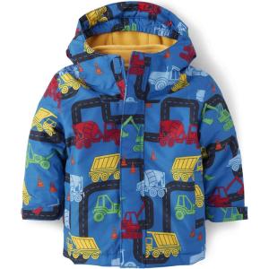 The Children’s Place baby-boys And Toddler Heavy 3 in 1 Winter Jacket, Wind-resistant Water-resistant Shell, Fleece Inner(Blue Construction Trucks)