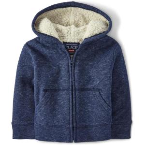 The Children’s Place baby-boys And Toddler Long Sleeve, Sherpa Lined, Zip-front Hoodie Sweatshirt(Tidal)