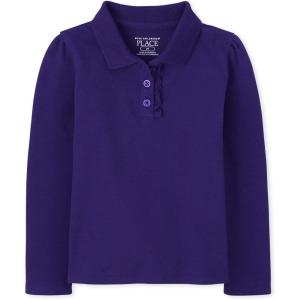 The Children’s Place baby-girls And Toddler Long Sleeve Ruffle Pique Polo(Regal Violet Single)