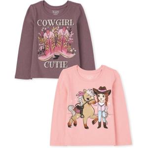 The Children’s Place baby-girls And Toddler Unicorns,butterflies,trends Long Sleeve Graphic T-shirts,2 Pack(Cowgirl Cutie/Cowgirl Horse)