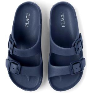 The Children’s Place boys Boys Everyday Slip on Double Buckle Slide Sandals(Navy)