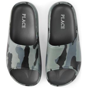 The Children’s Place boys Boys Everyday Slip on Slide Sandals(Grey Camo)