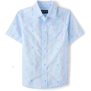 The Children’s Place boys Short Sleeve Button Up Shirt(Easter Egg Geometric Print)