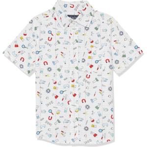 The Children’s Place boys Short Sleeve Button Up Shirt(School Doodle White)