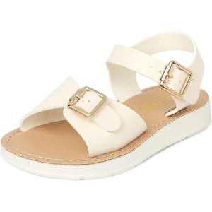 The Children’s Place girls Baby Girls and Toddler Platform Sandals With Adjustable Ankle Strap(White Flatform)