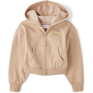 The Children’s Place girls Long Sleeve Hooded Fleece Full Zip Up(Latte)