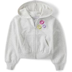 The Children’s Place girls Long Sleeve Hooded Fleece Full Zip Up(Lunar Graphic)