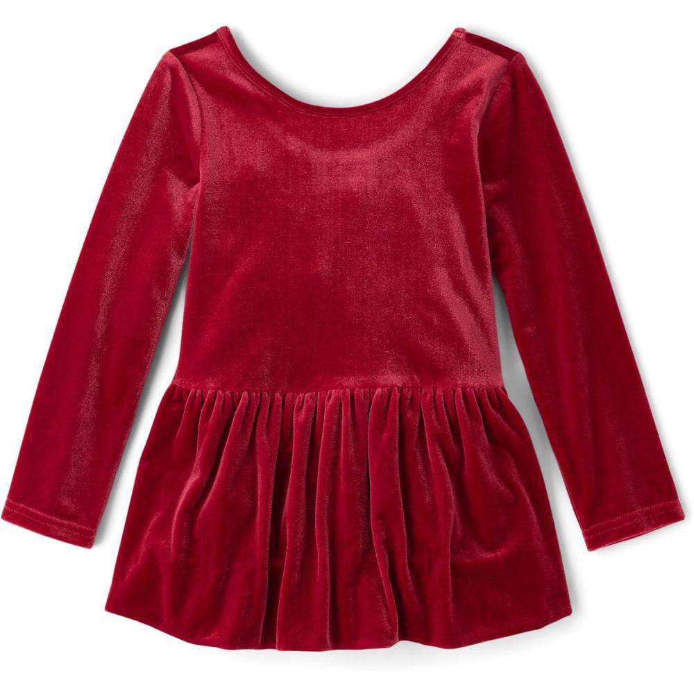 imageThe Childrens Place Baby Girls Plaid Flannel Woven Tiered DressRed Ochre Velour