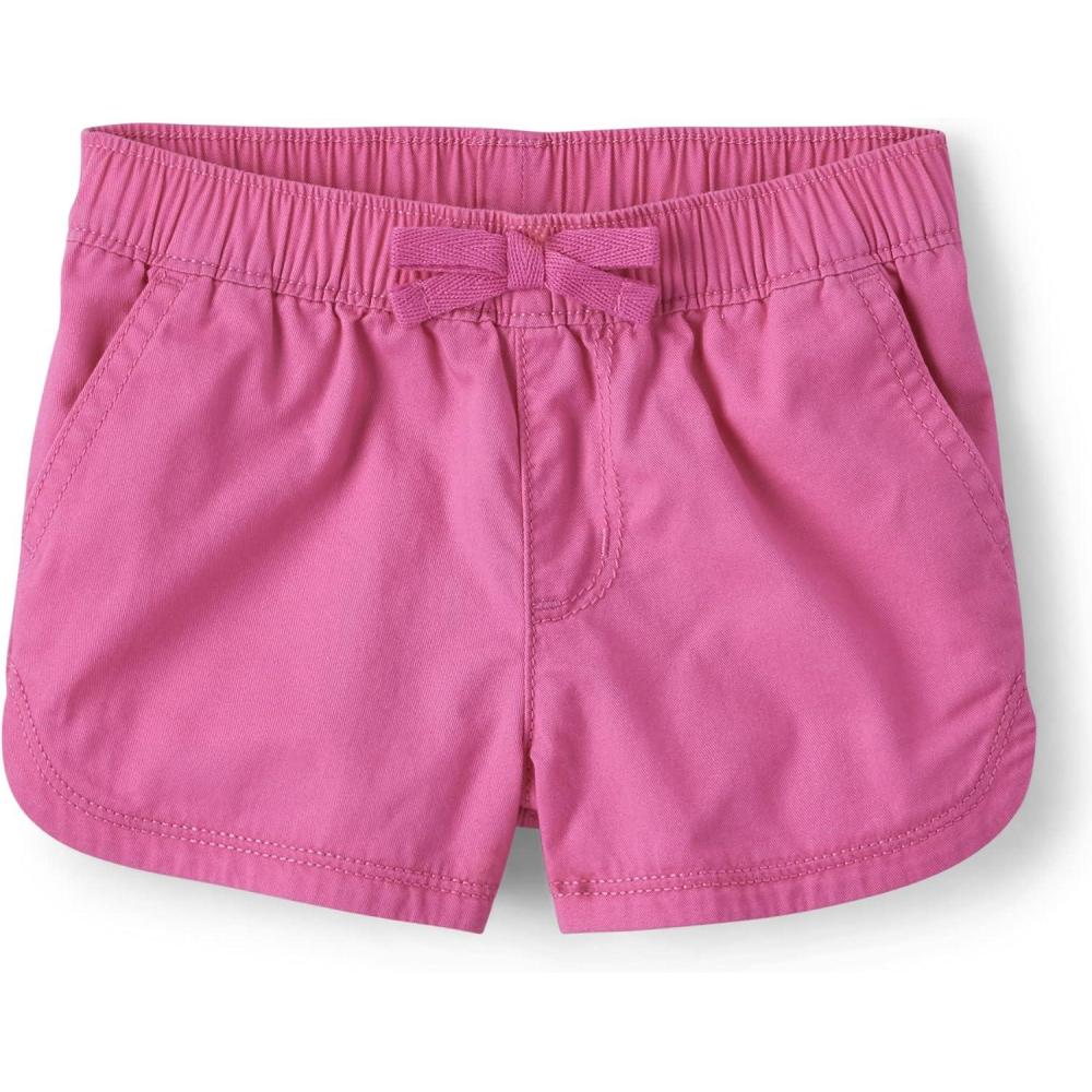 imageThe Childrens Place Baby Girls and Toddler Tie Front Denim Pull On ShortsFrench Rose Pink
