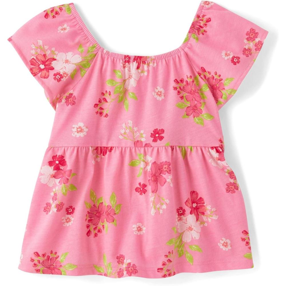 imageThe Childrens Place BabyGirls and Toddler Short Sleeve Flutter ShirtBright Pink