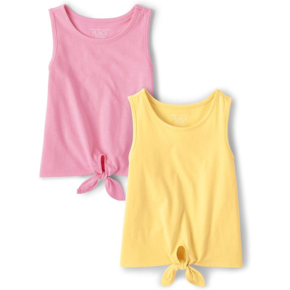 imageThe Childrens Place BabyGirls and Toddler Tie Front Tank TopsPinkYellow Tie Front 2pack