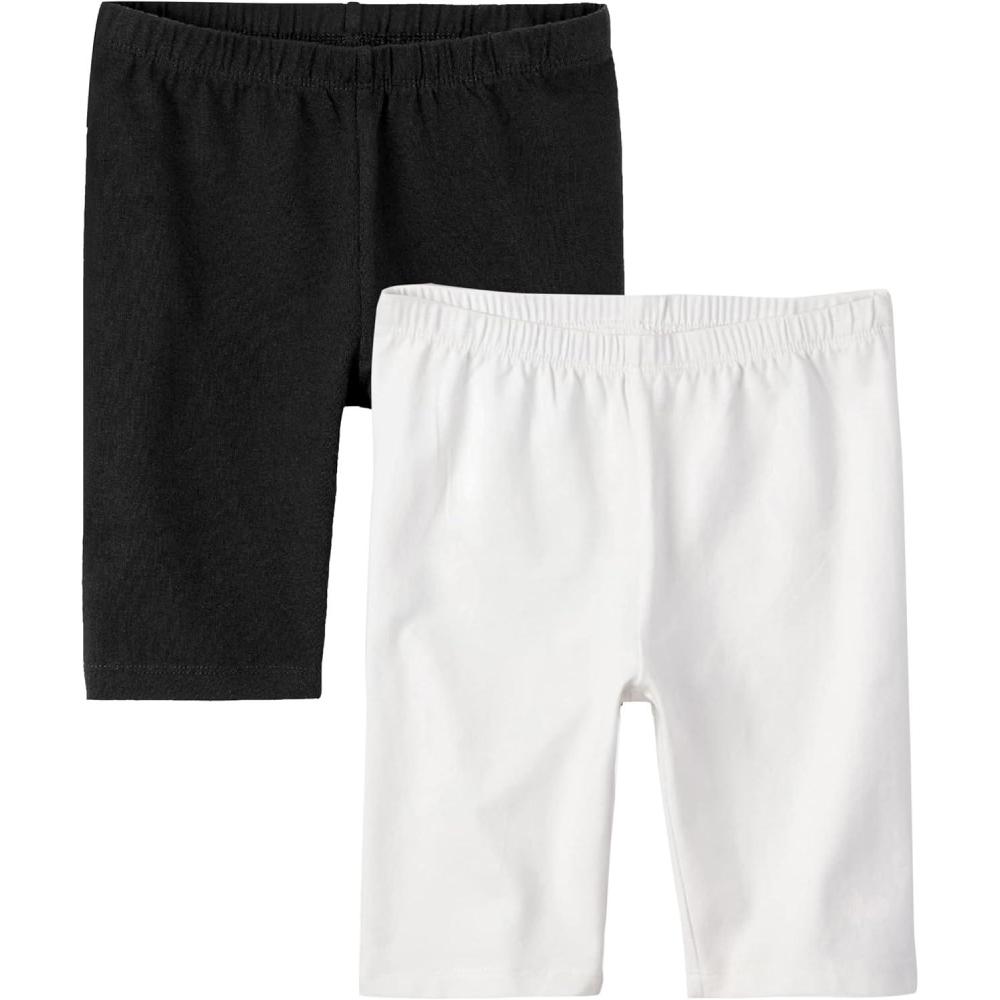 imageThe Childrens Place Girls Solid Bike ShortsBlackWhite 2pack