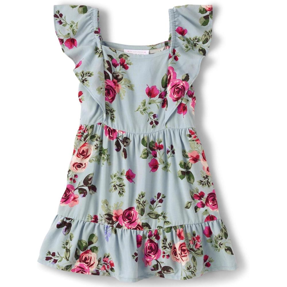 imageThe Childrens Place Girls and Toddler Short Sleeve Fashion DressSmoky Blue