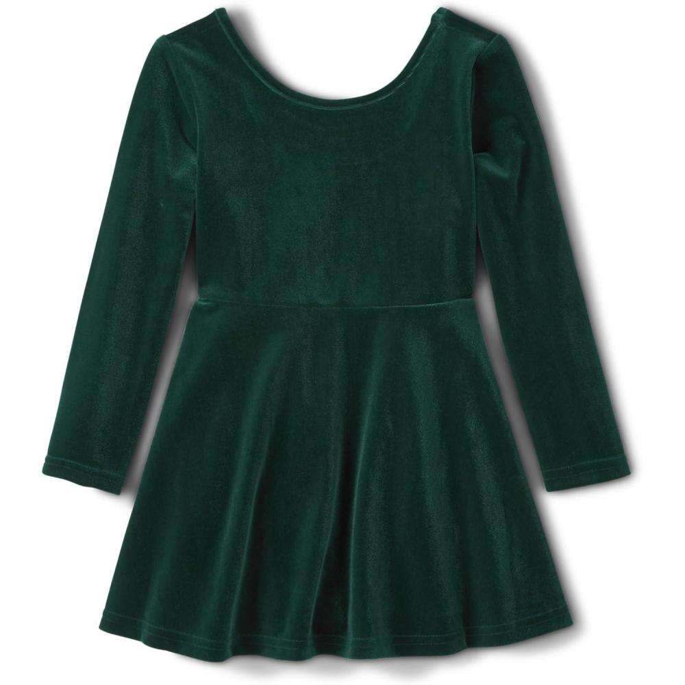imageThe Childrens Place Girls and Toddler Skater Dress Long SleeveVelour Green