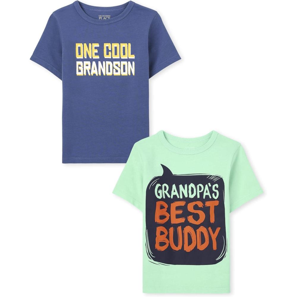 imageThe Childrens Place UnisexBaby and Toddler DinosAnimalsCars Short Sleeve Graphic TShirts2 PackGrandpas BuddyCool Grandson
