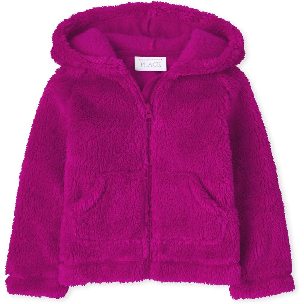 imageThe Childrens Place babygirls And Toddler Long Sleeve Sherpa Zipup HoodieAurora Pink Single
