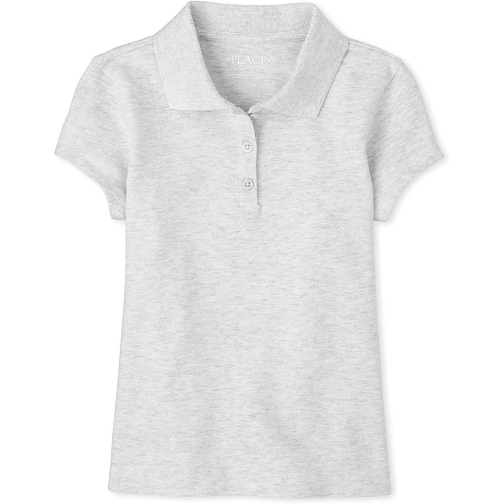 imageThe Childrens Place babygirls And Toddler Short Sleeve Ruffle Pique PoloHeather Grey