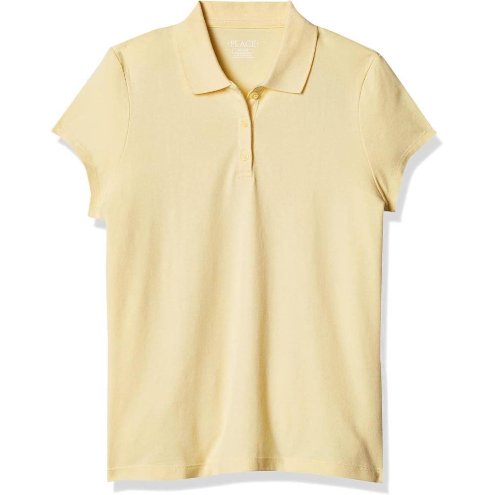 imageThe Childrens Place babygirls And Toddler Short Sleeve Ruffle Pique PoloPale Sun