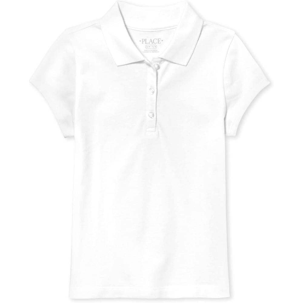 imageThe Childrens Place babygirls And Toddler Short Sleeve Ruffle Pique PoloWhite