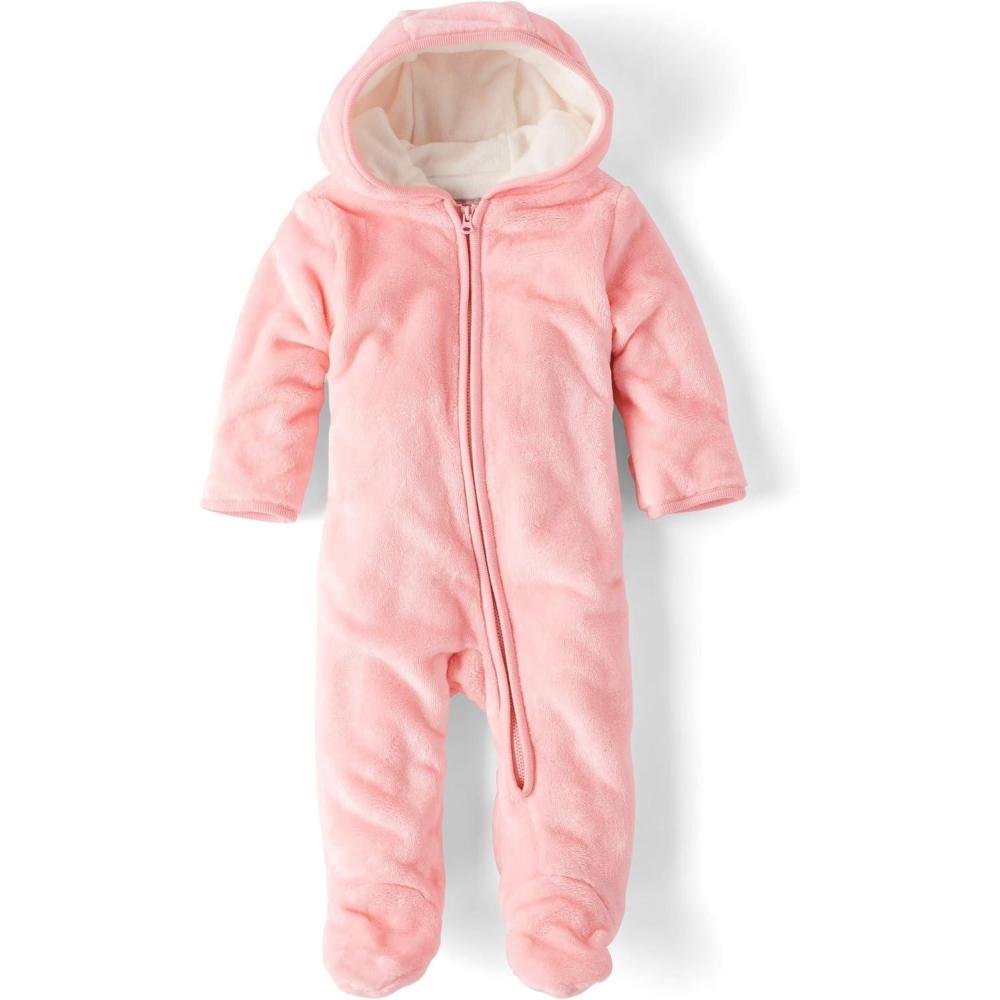 imageThe Childrens Place unisexbaby And Newborn Fleece Hoodie Zip Front Bunting SnowsuitFuzzy Pink