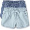 The Children’s Place Baby Girls’ and Toddler Pull on Chambray Shorts(Rose Wash/Denim 2-pack)