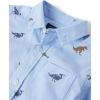 The Children’s Place Baby-Boys and Toddler Long Sleeve Cotton Poplin Button Up Shirt(Dino Blue)