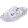 The Children’s Place Girls Double Buckle Slip On Slide Sandals, White Paint Splatter(Clear Glitter Jelly)
