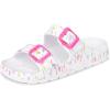 The Children’s Place Girls Double Buckle Slip On Slide Sandals, White Paint Splatter(White Paint Splatter)