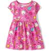 The Children’s Place,and Toddler Girls Short Sleeve Fashion Dress(Pink School Doodle)