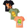 The Children’s Place Baby-Boys and Toddler Dino,Animals,Sharks Short Sleeve Graphic T-Shirts,3 Pack(Roar/Tiger/Lion)