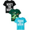 The Children’s Place Baby-Boys and Toddler Dino,Animals,Sharks Short Sleeve Graphic T-Shirts,3 Pack(The Man/Dinos/Handsome Trouble)