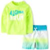 The Children’s Place Baby-Boys and Toddler Long Sleeve Rashguard and Swim Trunks, 2 Piece Set(Aloha Bruh)