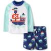 The Children’s Place Baby-Boys and Toddler Long Sleeve Rashguard and Swim Trunks, 2 Piece Set(Pirate Octopus)