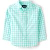The Children’s Place Baby-Boys and Toddler Poplin Long Sleeve Button Down Shirt(Aqua Gingham)