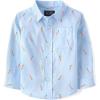The Children’s Place Baby-Boys and Toddler Poplin Long Sleeve Button Down Shirt(Blue Carrot Print)