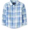 The Children’s Place Baby-Boys and Toddler Poplin Long Sleeve Button Down Shirt(Mellow Aqua Plaid)