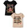 The Children’s Place Baby-Girls and Toddler All Holidays,Birthdays Short Sleeve Graphic T-Shirts,2 Pack(Dream Lead Achieve Believe/Dream)