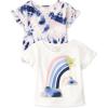 The Children’s Place Baby-Girls and Toddler Short Sleeve Flutter Shirt(Milky Way Tie Dye/Rainbow 2-pack)