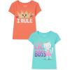 The Children’s Place Baby-Girls and Toddler Unicorns,Butterflies,Trends Short Sleeve Graphic T-Shirts,2 Pack(Lil Boss/I Rule)