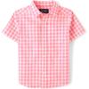 The Children’s Place Boys and Toddler Poplin Short Sleeve Button Down Shirt(Cherry Plaid)