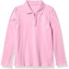 The Children’s Place Girls’ Long Sleeve Ruffle Pique Polo(Sparkle Pink Single)