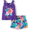 The Children’s Place baby-girls And Toddler Sleeveless Tank Top and Shorts 2-piece Set(Purple Tropical Set)