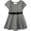 The Children’s Place,and Toddler Girls Short Sleeve Fashion Dress(Black and White Gingham)