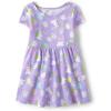 The Children’s Place,and Toddler Girls Short Sleeve Fashion Dress(Purple Easter)