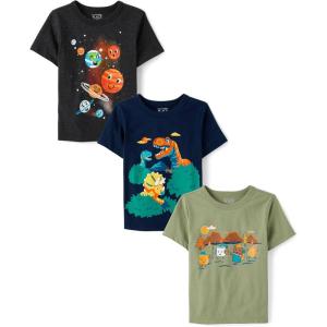 The Children’s Place Baby-Boys and Toddler Dino,Animals,Sharks Short Sleeve Graphic T-Shirts,3 Pack(Planets/Dinos/Smores)
